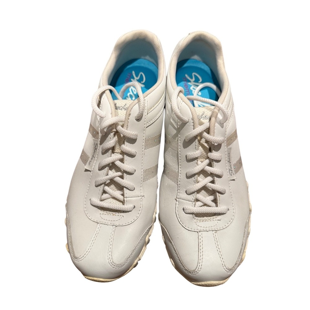 Skechers Women's White Leather Memory Foam Athletic Sneakers Size 9 Lace up